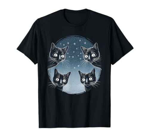 Gruselige Schwarze Katzen Halloween Nacht Kätzchen Frauen Männer Mädchen T-Shirt von Spooky Black Cats Eerie Cozy Night Cat Lovers
