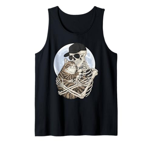 Skelett Umarmung Katze Papa Mama Lustig Niedlich Halloween Mond Schädel Tank Top Skelett Umarmung Katze Papa Mama Lustig Niedlich Halloween Mond Schädel Tank Top von Spooky Cat Lover Family Apparel
