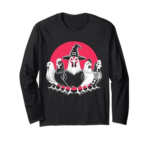Halloween Lustiges Gruseliges Huhn Kostüm Männer Frauen Langarmshirt von Spooky Chicken And Friends Apparel