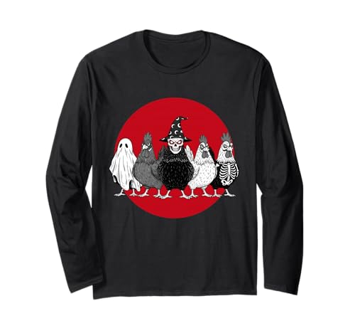 Halloween Lustiges Gruseliges Huhn Kostüm Männer Frauen Langarmshirt von Spooky Chicken Coop Crew