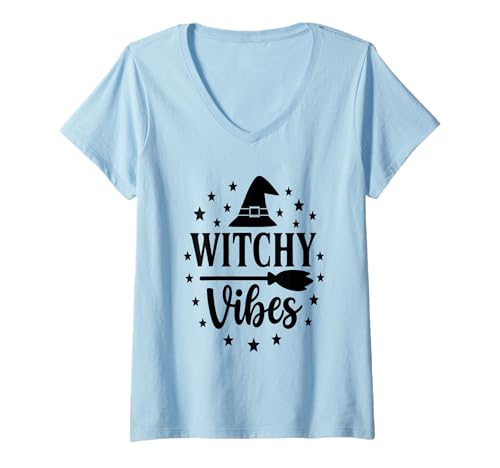 Damen Witchy Vibes Halloween Süße gruselige Lehrermagie T-Shirt mit V-Ausschnitt Damen Witchy Vibes Halloween Süße gruselige Lehrermagie T-Shirt mit V-Ausschnitt von Spooky Classroom Halloween Apparel
