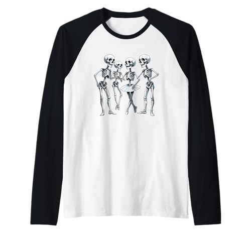 Halloween Ballett Basic Junge und Mädchen Skelette und EIN Tutu Raglan Halloween Ballett Basic Junge und Mädchen Skelette und EIN Tutu Raglan von Spooky Cool Ballerina Dancer Trick Treat Fun CLR
