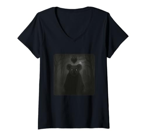 Damen Koala Sensenmann Umhang Gruseliges Horror Herz Halloween T-Shirt mit V-Ausschnitt von Spooky Creepy Ghostly Gothic Terrifying Heartbreak