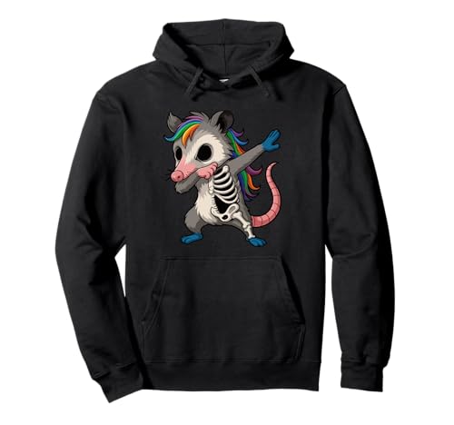 Halloween Dabbing Opossum Regenbogen Skelett Kinder Pullover Hoodie Halloween Dabbing Opossum Regenbogen Skelett Kinder Pullover Hoodie von Spooky Critter Celebration