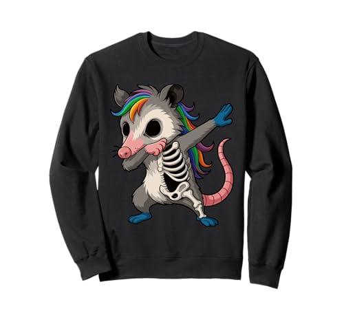Halloween Dabbing Opossum Regenbogen Skelett Kinder Sweatshirt Halloween Dabbing Opossum Regenbogen Skelett Kinder Sweatshirt von Spooky Critter Celebration