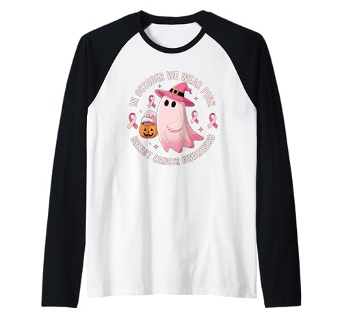 Brustkrebs im Oktober tragen wir rosa Frauen Halloween Raglan Brustkrebs im Oktober tragen wir rosa Frauen Halloween Raglan von Spooky Cute Breast Cancer Awareness Gifts