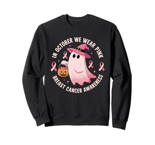 Brustkrebs im Oktober tragen wir rosa Frauen Halloween Sweatshirt von Spooky Cute Breast Cancer Awareness Gifts