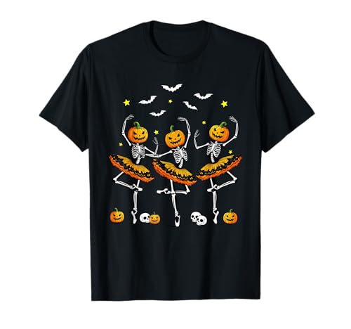 Ballett Kürbis Skelett Gruselig Halloween Männer Frauen Jungen Mädchen T-Shirt von Spooky Cute Dancing Pumpkin Skeleton Halloween