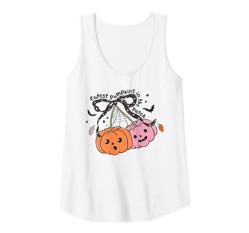 Damen Süßeste Kürbisse im Patch Lustiger Halloween Kürbis Fall Tank Top von Spooky Cute Ghost Halloween Squad Matching Apparel