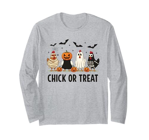 Lustiges Küken oder Leckerli Halloween-Kostüm Kürbis Geist Mama Langarmshirt von Spooky Cute Ghost Halloween Squad Matching Apparel