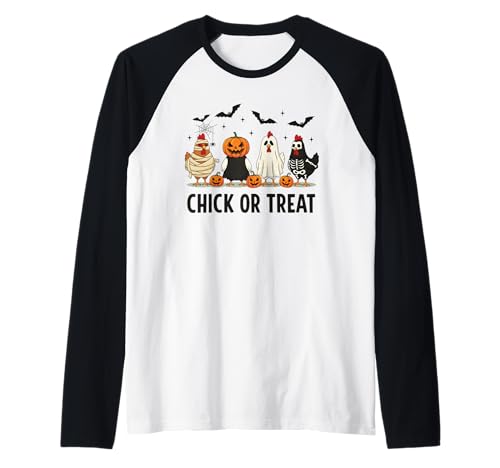 Lustiges Küken oder Leckerli Halloween-Kostüm Kürbis Geist Mama Raglan von Spooky Cute Ghost Halloween Squad Matching Apparel
