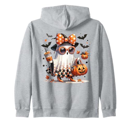 Modischer Halloween-Ghost Pumpkin Drink Gruselig für Damen, Mädchen, Kinder Kapuzenjacke von Spooky Cute Ghost Halloween Squad Matching Apparel