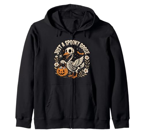Just a Spooky Goose Skelett Halloween Lustig Frauen Mädchen Kapuzenjacke von Spooky Cute Halloween Floral Skeleton Goose