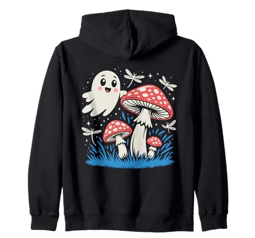 Süßer Geist & Pilz Wald Halloween Libelle Nacht Kinder Kapuzenjacke von Spooky Cute Halloween Ghost Mushroom Apparel Co.