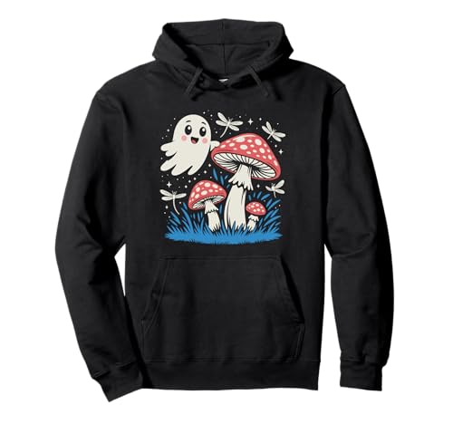 Süßer Geist & Pilz Wald Halloween Libelle Nacht Kinder Pullover Hoodie von Spooky Cute Halloween Ghost Mushroom Apparel Co.