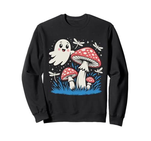 Süßer Geist & Pilz Wald Halloween Libelle Nacht Kinder Sweatshirt von Spooky Cute Halloween Ghost Mushroom Apparel Co.