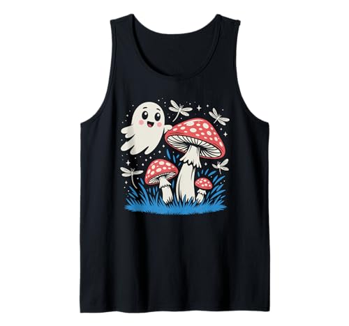 Süßer Geist & Pilz Wald Halloween Libelle Nacht Kinder Tank Top von Spooky Cute Halloween Ghost Mushroom Apparel Co.