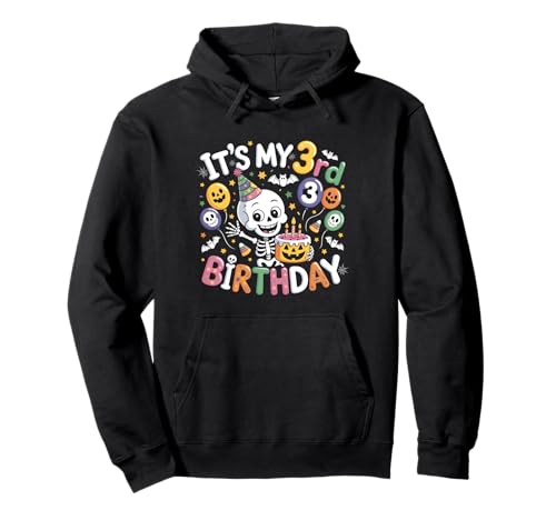 It's My 3rd Birthday Skelett Halloween Kleinkind Junge Mädchen Pullover Hoodie von Spooky Cute Toddler Skeleton 3 Years Old Birthday