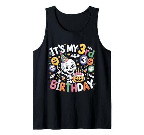 It's My 3rd Birthday Skelett Halloween Kleinkind Junge Mädchen Tank Top It's My 3rd Birthday Skelett Halloween Kleinkind Junge Mädchen Tank Top von Spooky Cute Toddler Skeleton 3 Years Old Birthday