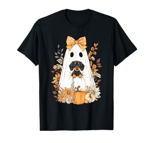 Niedlicher Geisterbogen Dackel gruseliger Halloweenie Vintage Hund Mama T-Shirt von Spooky Dog Wiener Halloween Party Men Women Kids