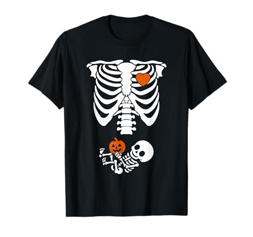 Skelett Schwangerschaft Halloween Design mit Baby Kürbis T-Shirt Skelett Schwangerschaft Halloween Design mit Baby Kürbis T-Shirt von Spooky Family Fun Apparel