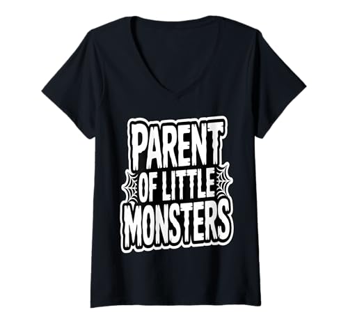 Damen Elternteil von Little Monsters Halloween T-Shirt mit V-Ausschnitt Damen Elternteil von Little Monsters Halloween T-Shirt mit V-Ausschnitt von Spooky Family Funny Apparel