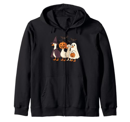 Niedliche Halloween-Gans Hexe Kürbis Mama und Geist Kapuzenjacke Niedliche Halloween-Gans Hexe Kürbis Mama und Geist Kapuzenjacke von Spooky Farmyard Feather Friends