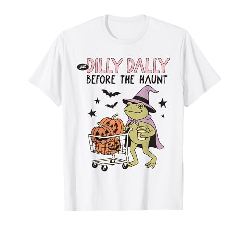 Lustiges Halloween Frosch Hexe Kürbisse und Kaffee Kostüm Damen T-Shirt von Spooky Frog Halloween Club Funny Costume Apparel