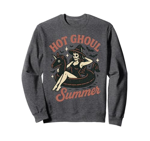 Hot Ghoul Sommer Gruselige Skelett Hexe Halloween Strand Mädchen Sweatshirt von Spooky Funny Summer Vacation Men Women Kids