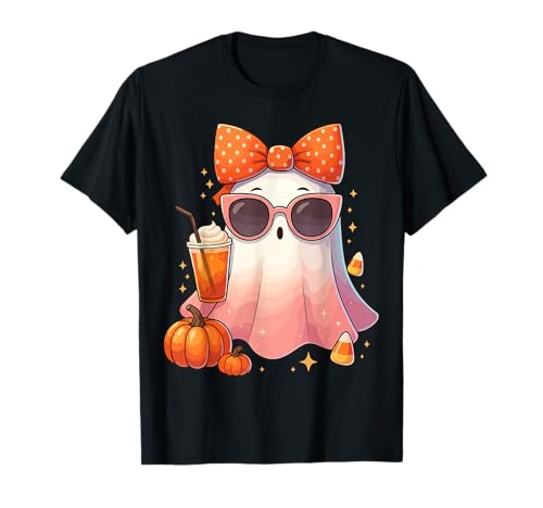 Süßes Geister-Kaffee-Schleifen-Halloween-Shirt für Mädchen T-Shirt Süßes Geister-Kaffee-Schleifen-Halloween-Shirt für Mädchen T-Shirt von Spooky Ghost Coffee Cute Bow Halloween Tees