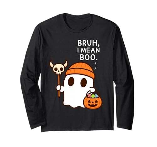 Bruh, I Mean Boo Cute Ghost Funny Halloween Men Women Kids Langarmshirt Bruh, I Mean Boo Cute Ghost Funny Halloween Men Women Kids Langarmshirt von Spooky Ghost Halloween Tees