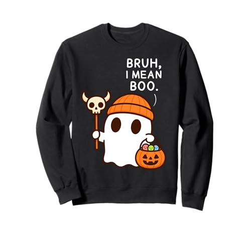 Bruh, I Mean Boo Cute Ghost Funny Halloween Men Women Kids Sweatshirt von Spooky Ghost Halloween Tees