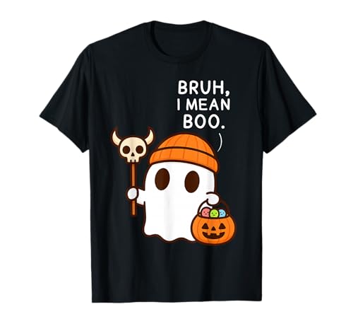 Bruh, I Mean Boo Cute Ghost Funny Halloween Men Women Kids T-Shirt von Spooky Ghost Halloween Tees