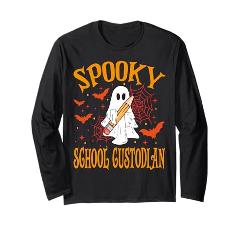 Gruselige Schule Custodian Ghost Lustig Halloween Schule Frauen Langarmshirt Gruselige Schule Custodian Ghost Lustig Halloween Schule Frauen Langarmshirt von Spooky Ghost Halloween for Teachers And Students