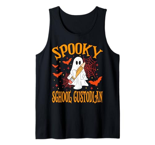 Gruselige Schule Custodian Ghost Lustig Halloween Schule Frauen Tank Top von Spooky Ghost Halloween for Teachers And Students