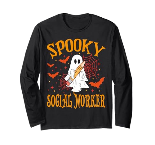 Gruselige Sozialarbeiterin Geist Lustig Halloween Schule Frauen Langarmshirt Gruselige Sozialarbeiterin Geist Lustig Halloween Schule Frauen Langarmshirt von Spooky Ghost Halloween for Teachers And Students