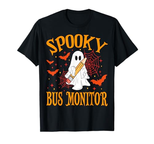 Gruseliger Bus Monitor Geist Lustig Halloween Schule Frauen T-Shirt von Spooky Ghost Halloween for Teachers And Students