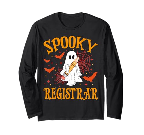 Gruseliger Registrar Ghost Lustig Halloween Schule Frauen Langarmshirt Gruseliger Registrar Ghost Lustig Halloween Schule Frauen Langarmshirt von Spooky Ghost Halloween for Teachers And Students