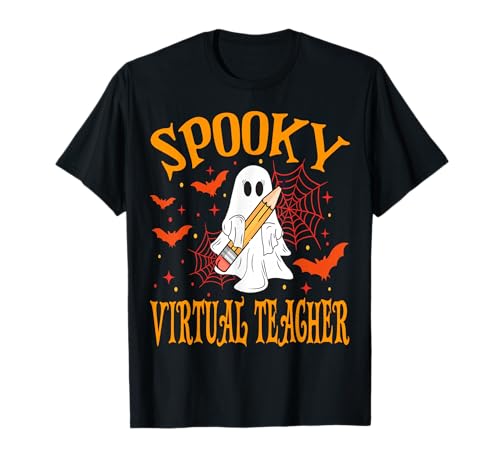 Gruseliger virtueller Lehrer Geist Lustig Halloween Schule Frauen T-Shirt Gruseliger virtueller Lehrer Geist Lustig Halloween Schule Frauen T-Shirt von Spooky Ghost Halloween for Teachers And Students