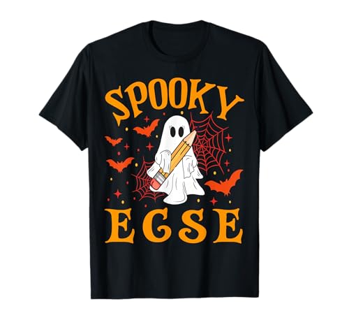 Gruseliges ECSE Ghost Lustiges Halloween-Schulmädchen für Damen T-Shirt Gruseliges ECSE Ghost Lustiges Halloween-Schulmädchen für Damen T-Shirt von Spooky Ghost Halloween for Teachers And Students