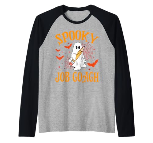 Spooky Job Coach Ghost Lustig Halloween Schule Frauen Raglan von Spooky Ghost Halloween for Teachers And Students