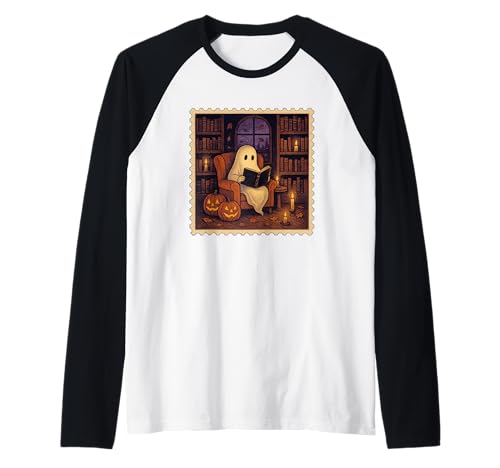 Gemütliches Geisterlesen mit Kürbissen und Kerzen Raglan Gemütliches Geisterlesen mit Kürbissen und Kerzen Raglan von Spooky Ghostly Halloween Library Vibes