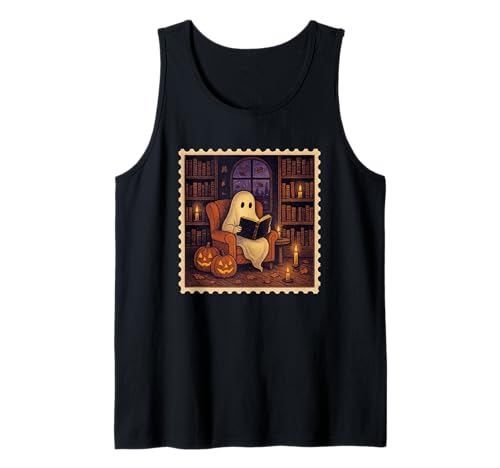 Gemütliches Geisterlesen mit Kürbissen und Kerzen Tank Top Gemütliches Geisterlesen mit Kürbissen und Kerzen Tank Top von Spooky Ghostly Halloween Library Vibes
