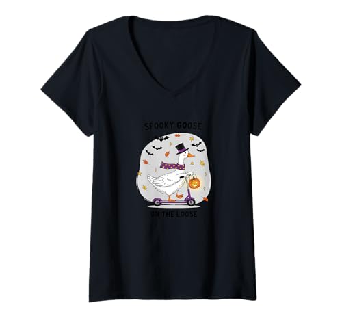 Damen Halloween Spooky Goose - Reitroller - Lustige alberne Gans T-Shirt mit V-Ausschnitt Damen Halloween Spooky Goose - Reitroller - Lustige alberne Gans T-Shirt mit V-Ausschnitt von Spooky Goose On the Loose