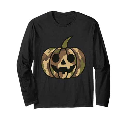Camouflage Kürbis Halloween Herren Damen Kinder Langarmshirt von Spooky Halloween Camo Camouflage Pumpkin