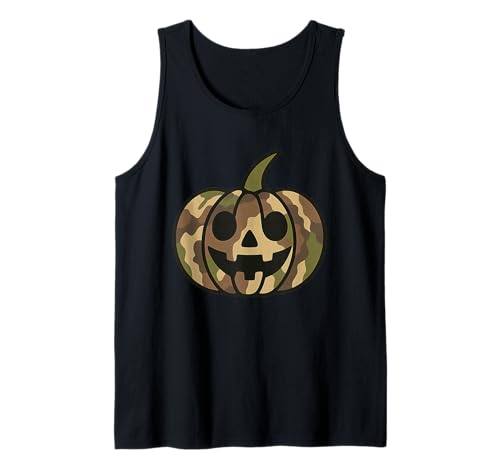 Camouflage Kürbis Halloween Herren Damen Kinder Tank Top von Spooky Halloween Camo Camouflage Pumpkin