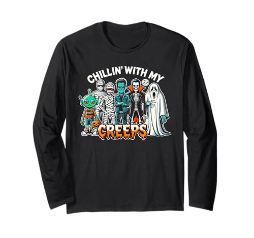 Chillin with My Creeps Cut Halloween-Monster für Kinder, Halloween Langarmshirt Chillin with My Creeps Cut Halloween-Monster für Kinder, Halloween Langarmshirt von Spooky Halloween Chillin With My Creeps Monsters