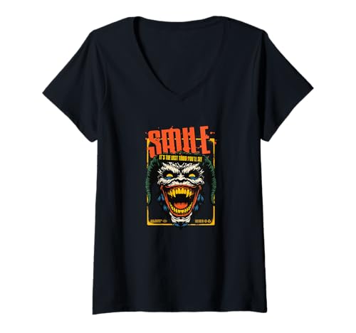 Damen Lächeln - Das Letzte, was du sehen wirst - Monster Halloween T-Shirt mit V-Ausschnitt von Spooky Halloween Costume Art