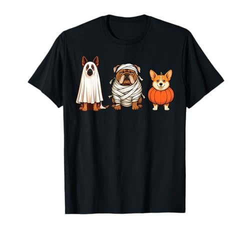 Halloween Hundetrio Geist, Mama & Kürbis Corgi T-Shirt von Spooky Halloween Dogs