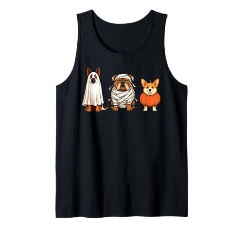 Halloween Hundetrio Geist, Mama & Kürbis Corgi Tank Top von Spooky Halloween Dogs